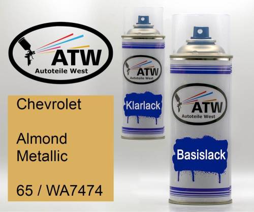 Chevrolet, Almond Metallic, 65 / WA7474: 400ml Sprühdose + 400ml Klarlack - Set, von ATW Autoteile West.